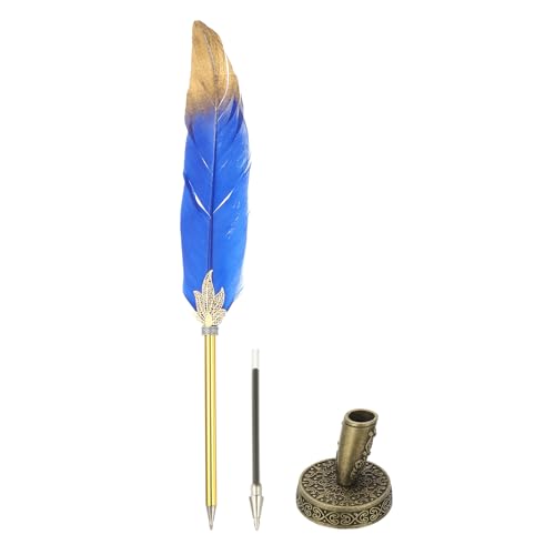 PATIKIL Federfeder, Feder-Kugelschreiber Großhandel Raffinierte Vintage-Feder-Kalligraphie-Feder mit Bronzeständer für Gästesignatur Hochzeit Braut Büroschreiben, Dunkelblau PATIKIL Federfeder, Feder-Kugelschreiber Großhandel Raffinierte Vintage-Feder-Kalligraphie-Feder mit Bronzeständer für Gästesignatur Hochzeit Braut Büroschreiben, Dunkelblau von PATIKIL