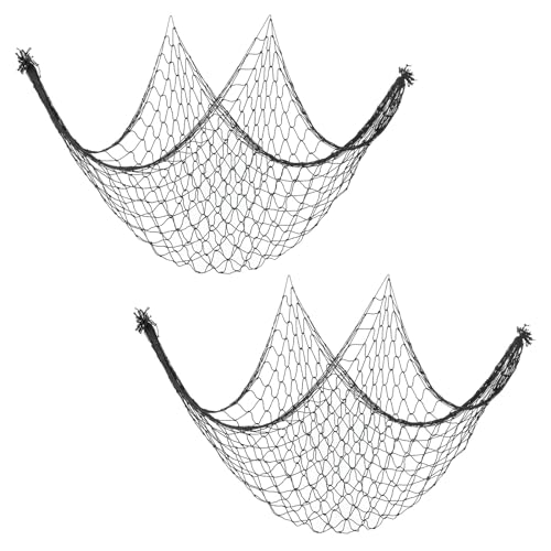 PATIKIL Fischernetz Dekor, 2er Pack 80" x 40" Mediterrane Stil Fotografie Dekoration Natürliches Fischernetz Party Zubehör für Zuhause Schlafzimmer, Schwarz von PATIKIL
