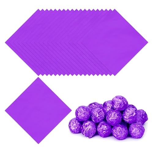 PATIKIL Folienbonbonverpackungen 4x4 Zoll, 100 Stück quadratische glänzende Aluminiumfolie für DIY-Schokoladenbonbons-Verpackung und Dekoration, Lila PATIKIL Folienbonbonverpackungen 4x4 Zoll, 100 Stück quadratische glänzende Aluminiumfolie für DIY-Schokoladenbonbons-Verpackung und Dekoration, Lila von PATIKIL