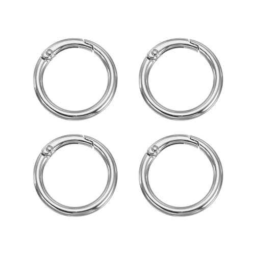 PATIKIL Frühling O-Ringe, 4 Stück 1,3 Zoll Metall-Runde Clips Schlüsselringe Snap Schnalle Verschlüsse für Schlüsselanhänger Taschen Geldbörsen DIY Handwerk, Silber 33mm von PATIKIL