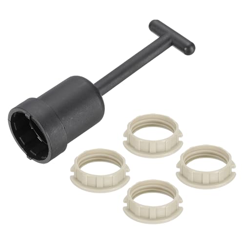 PATIKIL G9 Lampenfassung Ringe Kit, Lampenschirmhalter Adapter 4 Kunststoffringe Ersatz mit Entfernungswerkzeug für Lampenschirmkragenring Halteringwerkzeug, 95mm Weiß von PATIKIL