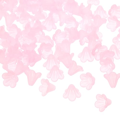 PATIKIL Gefrostete Blumenperlen, 100 Stück Acryltrichterblumenperlen für Armbänder, Ohrringe, Halsketten, Schmuckherstellung und DIY-Basteln, Pink von PATIKIL