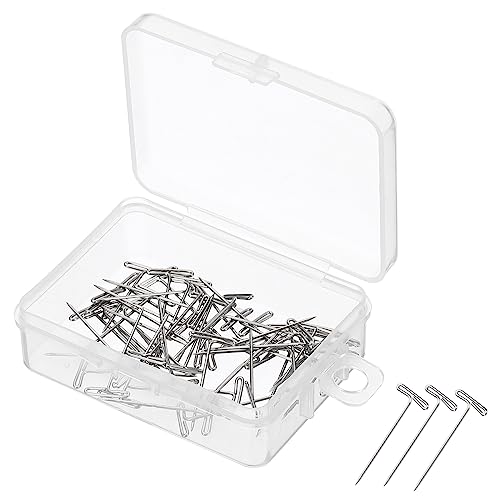 PATIKIL 50 Stück Stecknadeln, 27mm T Pins Edelstahl T-Nähnadeln Stick für Perücken Stricken Nähen Gerade für Dekorativ Kleider Haus Büro, Silber von PATIKIL