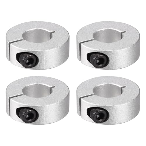 PATIKIL Geteilte Stellringe 20mm Bohrung 40mm OD 12mm Dicke, 4er Pack Aluminiumlegierung Tiefenanschlagringe Klemm mit Gewindestift für die Maschinenbauindustrie, Silber von PATIKIL