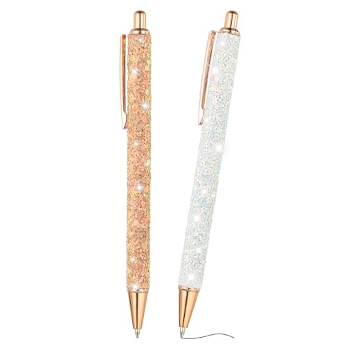 PATIKIL Glanz Kugelschreiber, 2 Stücke Funkelnder Glitzerstift Einziehbarer Druck Metall Journaling Schreibstifte Schwarze Tinte für Frauen Mädchen Büro Geburtstag, Roségold Weiß PATIKIL Glanz Kugelschreiber, 2 Stücke Funkelnder Glitzerstift Einziehbarer Druck Metall Journaling Schreibstifte Schwarze Tinte für Frauen Mädchen Büro Geburtstag, Roségold Weiß von PATIKIL