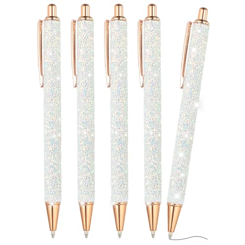 PATIKIL Glanz Kugelschreiber, 5 Stücke Funkelnder Glitzerstift Einziehbarer Druck Metall Journaling Schreibstift Schwarze Tinte für Frauen Mädchen Büro Geburtstag, Weiß PATIKIL Glanz Kugelschreiber, 5 Stücke Funkelnder Glitzerstift Einziehbarer Druck Metall Journaling Schreibstift Schwarze Tinte für Frauen Mädchen Büro Geburtstag, Weiß von PATIKIL