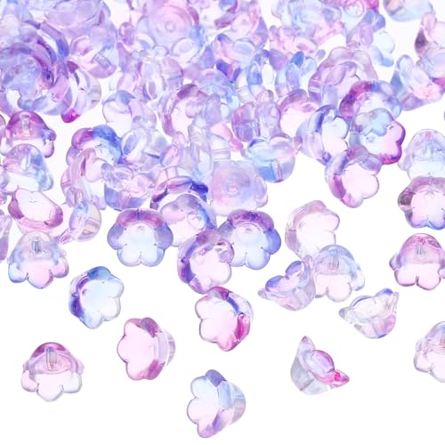 PATIKIL Glas-Trompetenblumenperlen, 200 Stück Verlauf Blumenperlen-Charme für DIY-Handwerksdekorationen, Blau, Lila PATIKIL Glas-Trompetenblumenperlen, 200 Stück Verlauf Blumenperlen-Charme für DIY-Handwerksdekorationen, Blau, Lila von PATIKIL