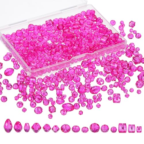 PATIKIL Glasperlen, 600 Stück 4/5/6/7/8/12mm Sortierte Kristallperlen mit Aufbewahrungsbox für Halskette Armband Ohrring DIY Handwerk Schmuckherstellung, Rosarot PATIKIL Glasperlen, 600 Stück 4/5/6/7/8/12mm Sortierte Kristallperlen mit Aufbewahrungsbox für Halskette Armband Ohrring DIY Handwerk Schmuckherstellung, Rosarot von PATIKIL
