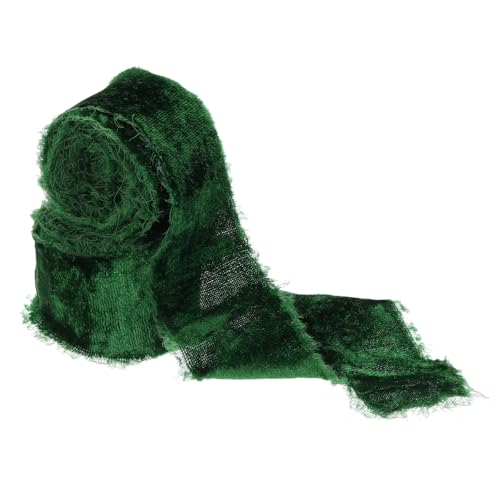 PATIKIL Grünes Samtband, 3,8 cm x 1,35 m Fransiges Band zum Verpacken von Geschenken Stoff für Kränze Blumensträuße Schleifen Hochzeitsdekoration von PATIKIL