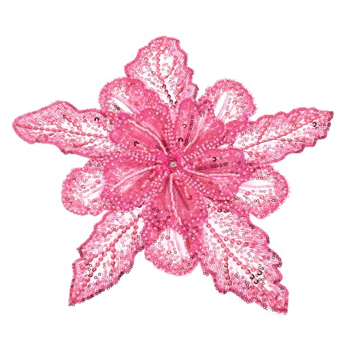 PATIKIL Handgefertigte Strass-Applikation, Blumen-Spitzen-Patches mit Paillettenperlen zum Aufnähen von Kristall-Perlen-Spitzen-Applikationen für Hochzeitskleider, Rosarot PATIKIL Handgefertigte Strass-Applikation, Blumen-Spitzen-Patches mit Paillettenperlen zum Aufnähen von Kristall-Perlen-Spitzen-Applikationen für Hochzeitskleider, Rosarot von PATIKIL