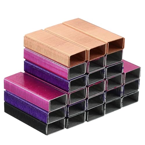 PATIKIL Heftklammern für Hefter 4 Pack(1000Stk Heftklammern pro Pack) #10 Mini 3/16" Länge Heftklammern Staufrei für Zuhause Bürobedarf Rose Gold/Rose Rot/Lila/Schwarz von PATIKIL