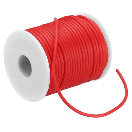PATIKIL Hohlstangen-Gummikordel 27 Yards 3mm, PVC-Gummischlauchkordel 1,5mm Loch mit Kunststoffspule für Stricken Basteln DIY, Rot PATIKIL Hohlstangen-Gummikordel 27 Yards 3mm, PVC-Gummischlauchkordel 1,5mm Loch mit Kunststoffspule für Stricken Basteln DIY, Rot von PATIKIL
