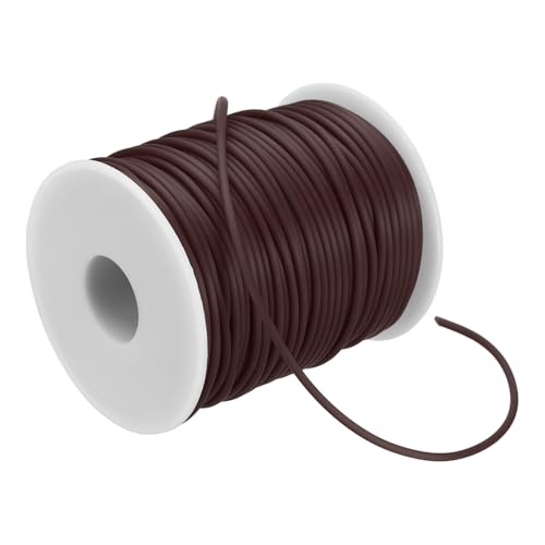 PATIKIL Hohlstangen-Gummikordel 55 Yards 2mm, PVC-Gummischlauch 1mm Loch mit Kunststoffspule für Stricken Perlen DIY Handwerk, Braun von PATIKIL