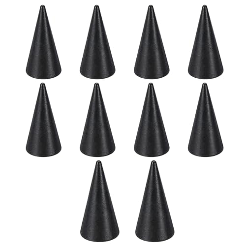 PATIKIL Holzkegel-Ringhalter, 10 Stück Holz-Finger-Schmuck-Ring-Display-Ständer Ringständer Organizer Holzkegel-Rack für DIY-Kunsthandwerk, Schwarz (50x25mm) von PATIKIL