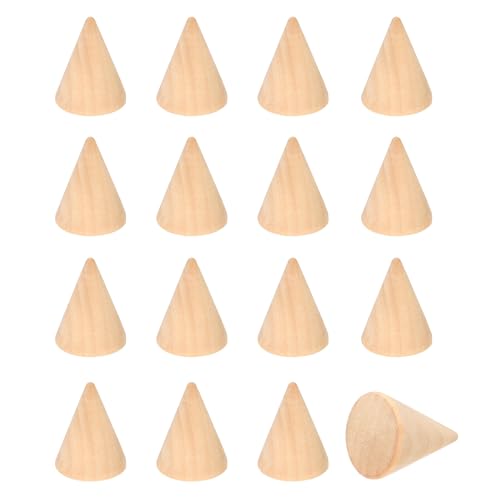 PATIKIL Holzkegel-Ringhalter, 16 Stück Holz-Finger-Schmuck-Ring-Display-Ständer Ringständer Organizer Holzkegel-Rack für DIY Kunsthandwerk, Holzfarbe (25x20mm) von PATIKIL