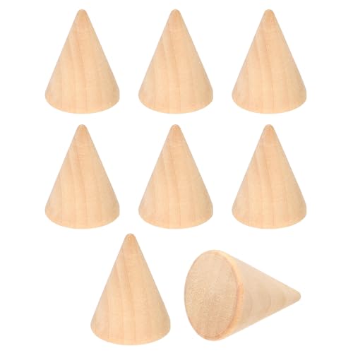 PATIKIL Holzkegel-Ringhalter, 8 Stück Holz-Finger-Schmuck-Ring-Display-Ständer Ringständer Organizer Holzkegel-Rack für DIY Kunsthandwerk, Holzfarbe (25x20mm) von PATIKIL