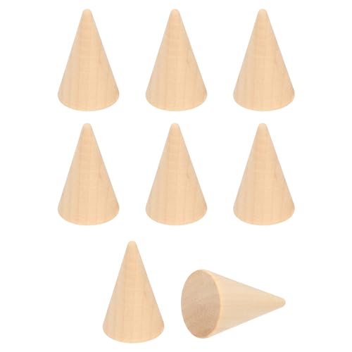 PATIKIL Holzkegel-Ringhalter, 8 Stück Holz-Finger-Schmuck-Ring-Display-Ständer Ringständer Organizer Holzkegel-Rack für DIY Kunsthandwerk, Holzfarbe (40x25mm) von PATIKIL
