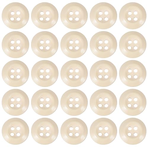 PATIKIL Holzknöpfe 1/2 Zoll (13mm), 50 Stück Holz Nähknopf 4 Löcher Runde handgemachte Verzierungs-Knöpfe für DIY Handwerk Nähen Kleidung Zubehör Dekoration Tasche, Beige von PATIKIL