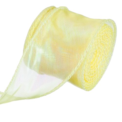 PATIKIL Irideszierendes Organza-Band 1,6 Zoll x 10 Yard, Laser Sheer Organza Verdrahtetes Band Schimmer Fishtail Stoffbänder für Geschenk Blumenstrauß Verpackung Dekorative, Gelb PATIKIL Irideszierendes Organza-Band 1,6 Zoll x 10 Yard, Laser Sheer Organza Verdrahtetes Band Schimmer Fishtail Stoffbänder für Geschenk Blumenstrauß Verpackung Dekorative, Gelb von PATIKIL