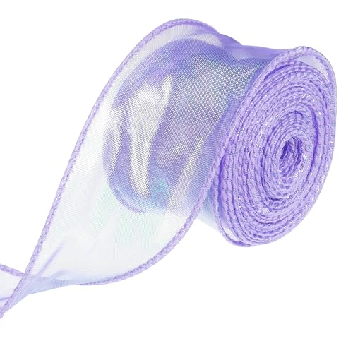 PATIKIL Irideszierendes Organza-Band 1,6 Zoll x 10 Yard, Laser Sheer Organza Verdrahtetes Band Schimmer Fishtail Stoffbänder für Geschenk Blumenstrauß Verpackung Dekorative, Lila PATIKIL Irideszierendes Organza-Band 1,6 Zoll x 10 Yard, Laser Sheer Organza Verdrahtetes Band Schimmer Fishtail Stoffbänder für Geschenk Blumenstrauß Verpackung Dekorative, Lila von PATIKIL