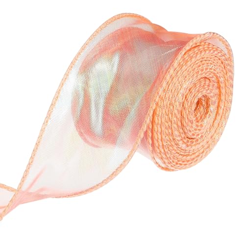 PATIKIL Irideszierendes Organza-Band 1,6 Zoll x 10 Yard, Laser Sheer Organza Verdrahtetes Band Schimmer Fishtail Stoffbänder für Geschenk Blumenstrauß Verpackung Dekorative, Orange PATIKIL Irideszierendes Organza-Band 1,6 Zoll x 10 Yard, Laser Sheer Organza Verdrahtetes Band Schimmer Fishtail Stoffbänder für Geschenk Blumenstrauß Verpackung Dekorative, Orange von PATIKIL