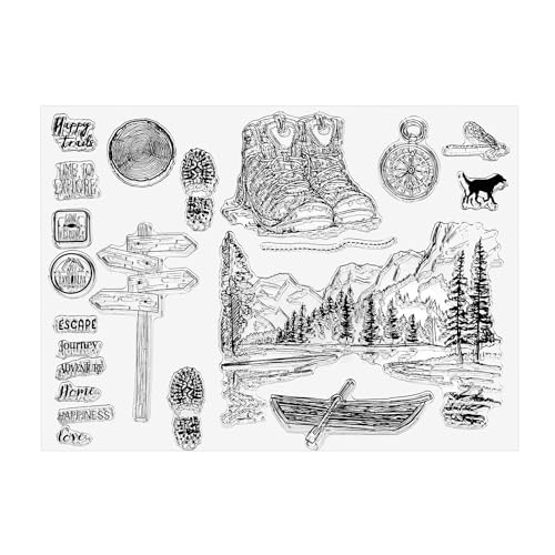 PATIKIL Klare Stempel, Silikon Transparent Stempel mit Wald Berg See Reise Muster für Urlaubskarten Scrapbooking, Klar von PATIKIL