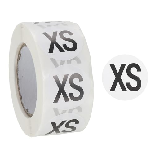 PATIKIL Kleidergrößen-Aufkleber 1 Zoll rund codierte selbstklebende Etiketten XS Größe T-Shirt Etiketten 500 Stück pro Rolle für Hemd Rock Kleidung Einzelhandel, Schwarz PATIKIL Kleidergrößen-Aufkleber 1 Zoll rund codierte selbstklebende Etiketten XS Größe T-Shirt Etiketten 500 Stück pro Rolle für Hemd Rock Kleidung Einzelhandel, Schwarz von PATIKIL