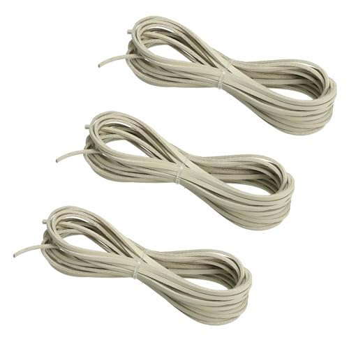 PATIKIL Kordel aus Wildlederimitat, 3 Rollen 3mm x 5m Lederschnur Flache Streifen aus Kunstleder Lederband Weiches Flaches Band für Halskette DIY Armband Perlen, Beige (Insgesamt 15 Meter) von PATIKIL