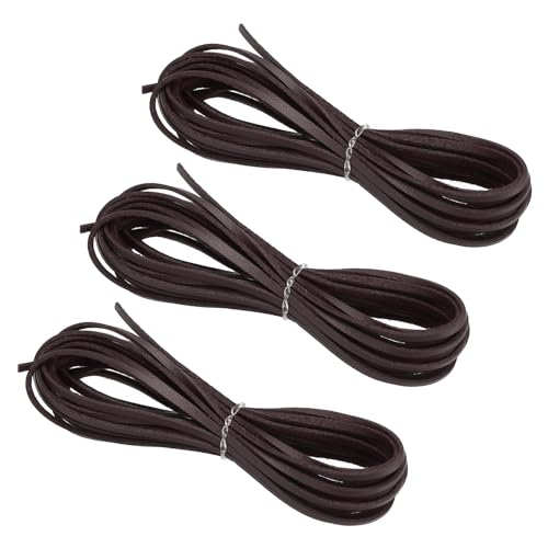 PATIKIL Kordel aus Wildlederimitat, 3 Rollen 3mm x 5m Lederschnur Flache Streifen aus Kunstleder Lederband Weiches Flaches Band für Halskette DIY, Dunkelbraun (Insgesamt 15 Meter) von PATIKIL