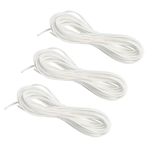 PATIKIL Kordel aus Wildlederimitat, 3 Rollen 3mm x 5m Lederschnur Flache Streifen aus Kunstleder Weiches Flaches Band für Halskette DIY Armband Perlen, Weiß (Insgesamt 15 Meter) von PATIKIL