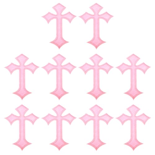 PATIKIL Kreuz bestickte Aufnäher, 10 Stück Kreuz zum Aufnähen oder Aufbügeln, dekorative Aufnäher, 10 Stück Kreuz zum Aufnähen oder Aufbügeln, 4,1"Lx2,8"W, Pink von PATIKIL