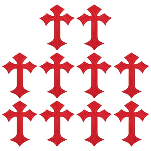 PATIKIL Kreuz bestickte Aufnäher, 10 Stück Kreuz zum Aufnähen oder Aufbügeln, dekorative Aufnäher, 4,1"Lx2,8"B, Rot PATIKIL Kreuz bestickte Aufnäher, 10 Stück Kreuz zum Aufnähen oder Aufbügeln, dekorative Aufnäher, 4,1"Lx2,8"B, Rot von PATIKIL