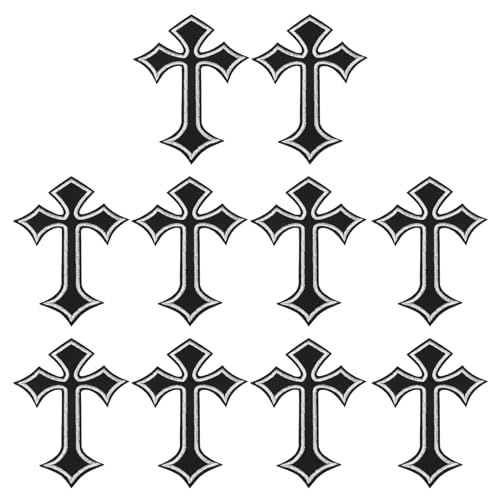 PATIKIL Kreuz bestickte Aufnäher, 10 Stück Kreuz zum Aufnähen oder Aufbügeln, dekorative Aufnäher, 4,1"Lx2,8"W, Schwarz Weiß PATIKIL Kreuz bestickte Aufnäher, 10 Stück Kreuz zum Aufnähen oder Aufbügeln, dekorative Aufnäher, 4,1"Lx2,8"W, Schwarz Weiß von PATIKIL