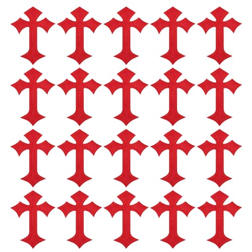 PATIKIL Kreuz bestickte Aufnäher, 20 Stück Kreuz zum Aufnähen oder Aufbügeln, dekorative Aufnäher, 4,1"Lx2,8"B, Rot von PATIKIL