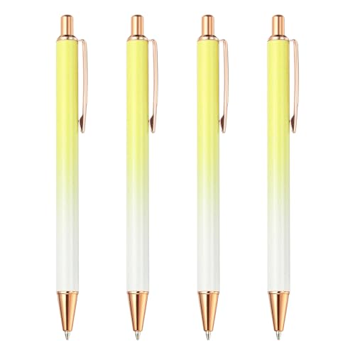 PATIKIL Kugelschreiber Metall, 4 Stück Druckkugelschreibe Schwarz Tintenstifte 1.0 mm Spitze Stilvoll für Frauen Geschenk Lehrer Büro Notizen Journaling, Farbverlauf Gelb von PATIKIL