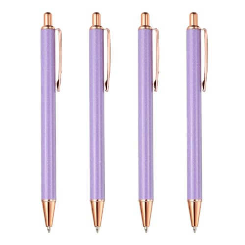PATIKIL Kugelschreiber Metall, 4 Stück Druckkugelschreibe Schwarz Tintenstifte 1.0 mm Spitze Stilvoll für Frauen Geschenk Lehrer Büro Notizen Journaling, Lila von PATIKIL
