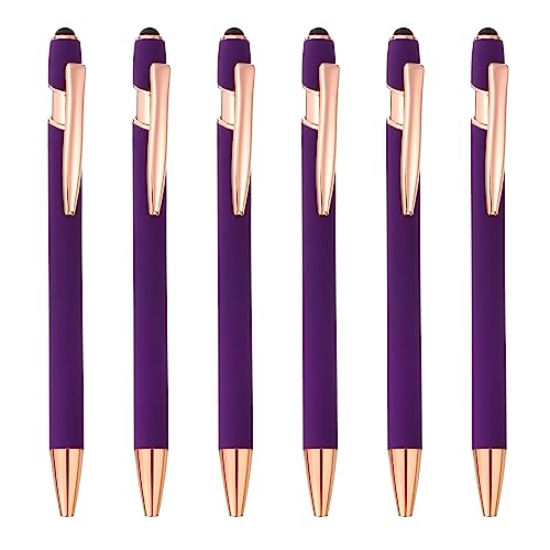 PATIKIL Kugelschreiber Stift mit Stylus Spitze 6 Pack 2 in 1 Metall Stift Schwarz Tinte 1.0mm Mittel Stylus Stift für Touchscreens Stil 2 Lila von PATIKIL