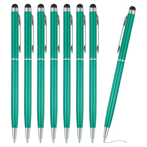 PATIKIL Kugelschreiber mit Stylus-Spitze, 8 Stück Zwei in einem Metallstift Schwarze Tinte 1,0 mm mittlere Spitze Stylus-Stift für Touchscreens, Blau von PATIKIL