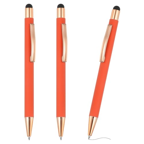 PATIKIL Kugelschreiber mit Touchpen, 3 Stück 2 in 1 Ergonomische Druckkugelschreibe Set, 1.0 mm mittlere Spitze Stylus-Stift Metallstift für Touchscreens Büro und Haushalt, Orange von PATIKIL