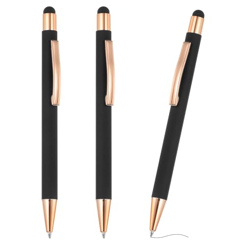 PATIKIL Kugelschreiber mit Touchpen, 3 Stück 2 in 1 Ergonomische Druckkugelschreibe Set, 1.0 mm mittlere Spitze Stylus-Stift Metallstift für Touchscreens Büro und Haushalt, Schwarz PATIKIL Kugelschreiber mit Touchpen, 3 Stück 2 in 1 Ergonomische Druckkugelschreibe Set, 1.0 mm mittlere Spitze Stylus-Stift Metallstift für Touchscreens Büro und Haushalt, Schwarz von PATIKIL