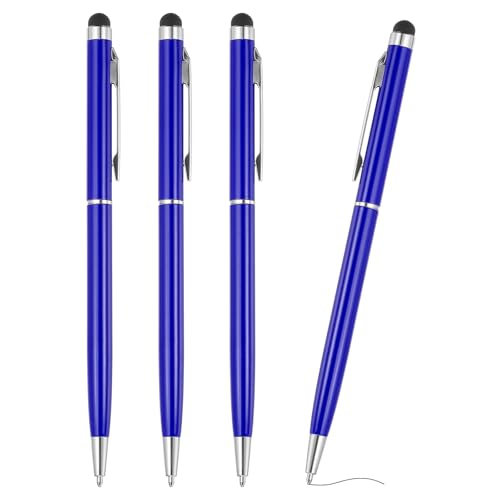 PATIKIL Kugelschreiber mit Touchpen, 4 Stück 2 in 1 Ergonomische Druckkugelschreibe Set, 1.0 mm mittlere Spitze Stylus-Stift Metallstift für Touchscreens Büro und Haushalt, Dunkelblau von PATIKIL