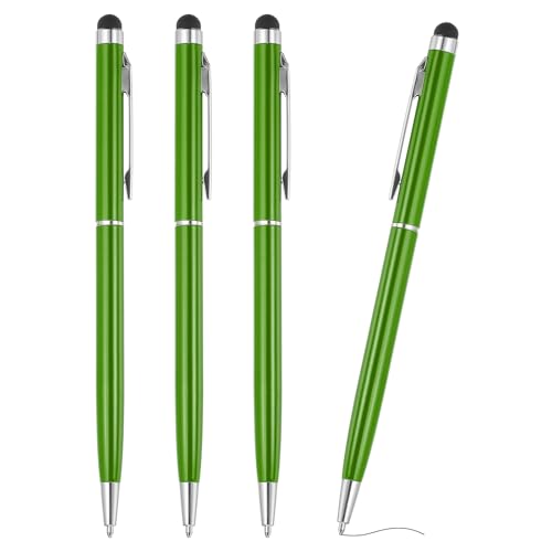 PATIKIL Kugelschreiber mit Touchpen, 4 Stück 2 in 1 Ergonomische Druckkugelschreibe Set, 1.0 mm mittlere Spitze Stylus-Stift Metallstift für Touchscreens Büro und Haushalt, Grün von PATIKIL
