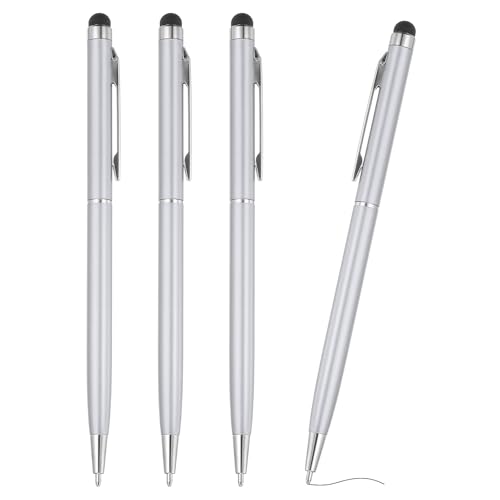 PATIKIL Kugelschreiber mit Touchpen, 4 Stück 2 in 1 Ergonomische Druckkugelschreibe Set, 1.0 mm mittlere Spitze Stylus-Stift Metallstift für Touchscreens Büro und Haushalt, Silber PATIKIL Kugelschreiber mit Touchpen, 4 Stück 2 in 1 Ergonomische Druckkugelschreibe Set, 1.0 mm mittlere Spitze Stylus-Stift Metallstift für Touchscreens Büro und Haushalt, Silber von PATIKIL