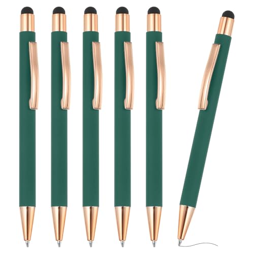 PATIKIL Kugelschreiber mit Touchpen, 6 Stück 2 in 1 Ergonomische Druckkugelschreibe Set, 1.0 mm mittlere Spitze Stylus-Stift Metallstift für Touchscreens Büro und Haushalt, Grün von PATIKIL