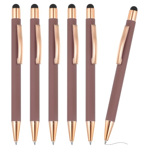 PATIKIL Kugelschreiber mit Touchpen, 6 Stück 2 in 1 Ergonomische Druckkugelschreibe Set, 1.0 mm mittlere Spitze Stylus-Stift Metallstift für Touchscreens Büro und Haushalt, Roségold von PATIKIL