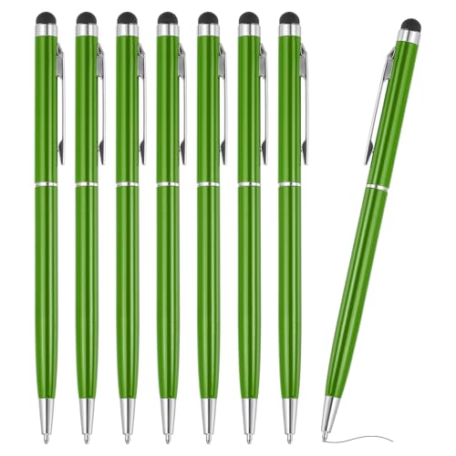 PATIKIL Kugelschreiber mit Touchpen, 8 Stück 2 in 1 Ergonomische Druckkugelschreibe Set, 1.0 mm mittlere Spitze Stylus-Stift Metallstift für Touchscreens Büro und Haushalt, Grün von PATIKIL