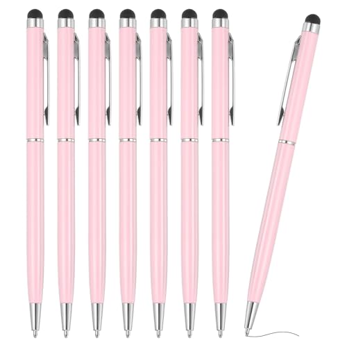 PATIKIL Kugelschreiber mit Touchpen, 8 Stück 2 in 1 Ergonomische Druckkugelschreibe Set, 1.0 mm mittlere Spitze Stylus-Stift Metallstift für Touchscreens Büro und Haushalt, Rosa von PATIKIL