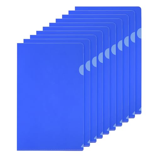 PATIKIL L-Typ Ordner 10er Pack A4 Kunststoff Aktenhüllen Transparente Dokumentenhüllen für Büro, Dunkelblau von PATIKIL