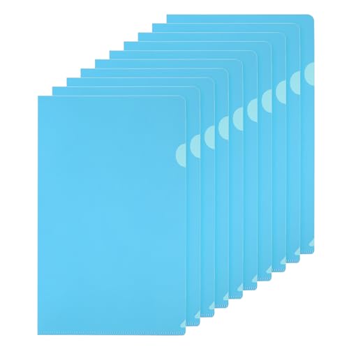 PATIKIL L-Typ Ordner 10er Pack A4 Kunststoff Aktenhüllen Transparente Dokumentenhüllen für Büro, Himmelblau von PATIKIL
