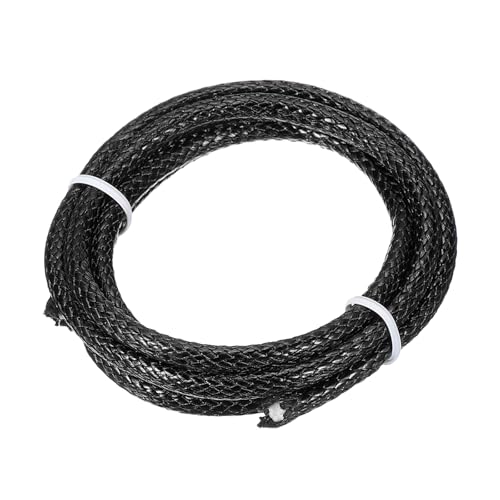 PATIKIL Lederband lederschnur Rund, 5mm x 1m geflochten Lederstreifen lederbänder Schnur Seil Gefaltetes Flechten für Schmuckherstellung Halsketten Basteln DIY Armband Schmuck, Schwarz von PATIKIL